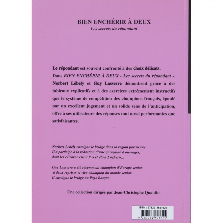 Bien enchérir à deux - secrets du répondant LIV1153 Librairie