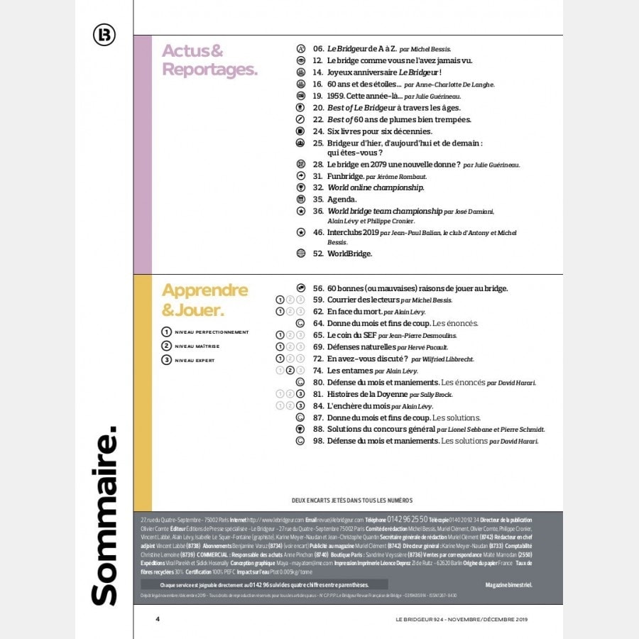 Le Bridgeur - Novembre 2019 bri_journal924 Anciens numéros