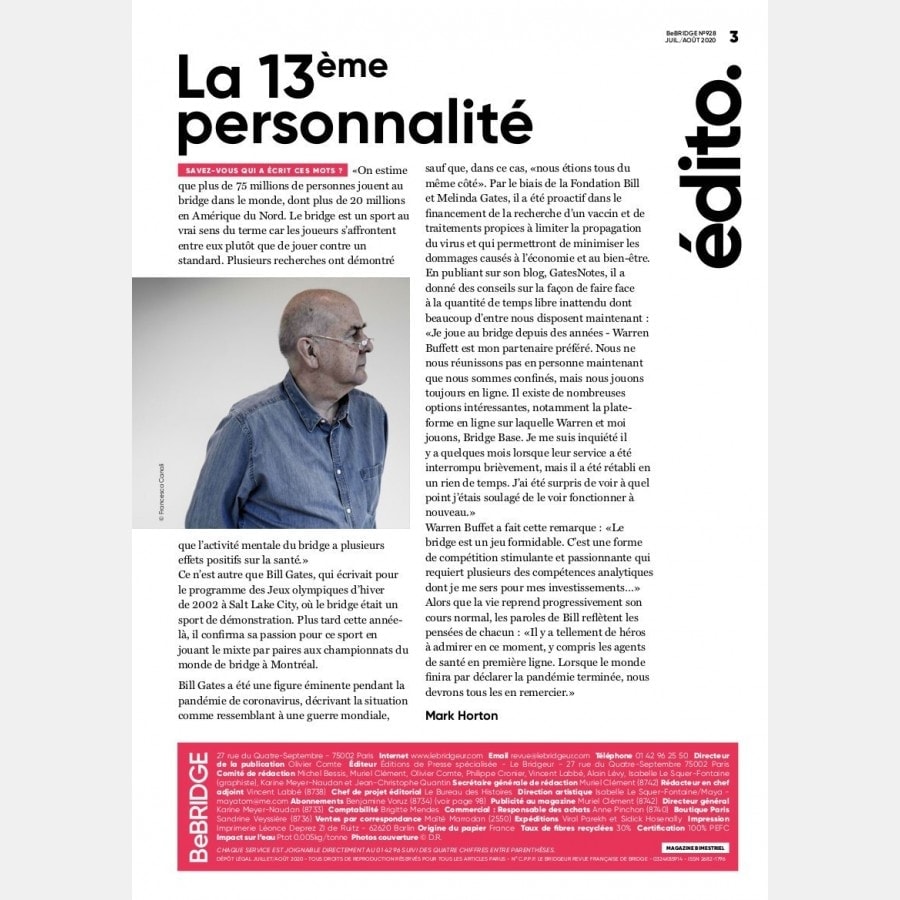 BeBRIDGE - Juillet 2020 bri_journal928 Anciens numéros
