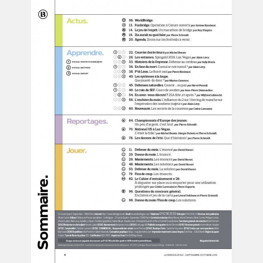 Le Bridgeur - Septembre 2019 bri_journal923 Anciens numéros