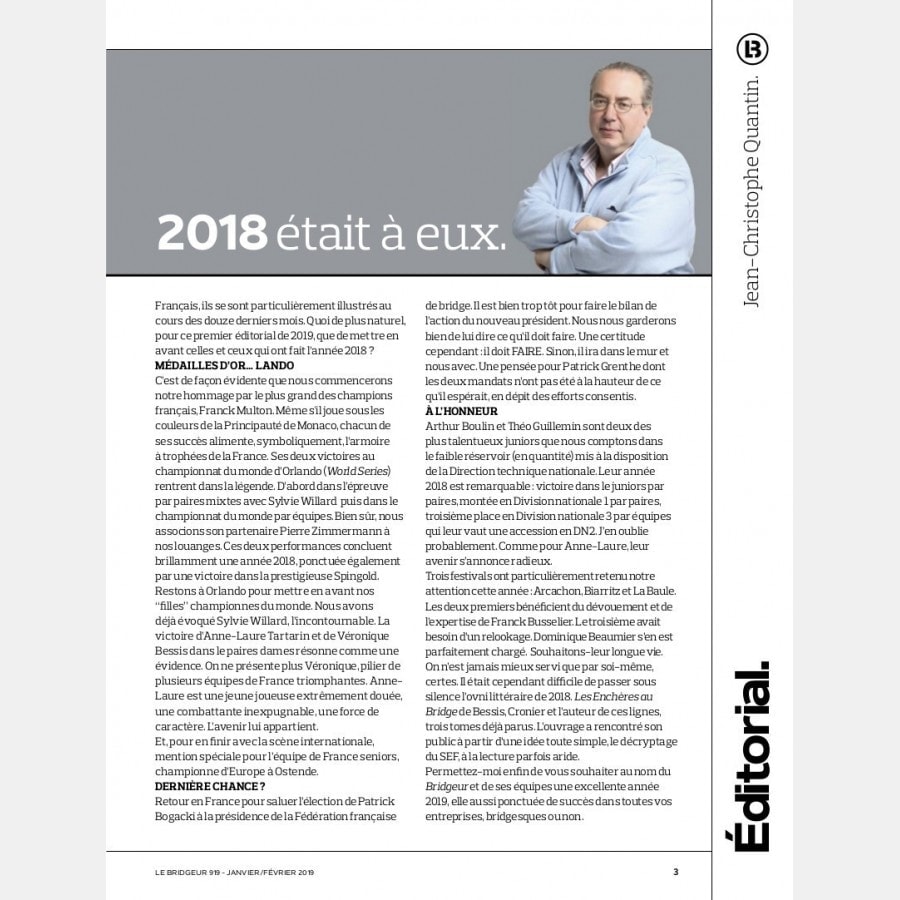 Le Bridgeur - Janvier 2019 BRI_journal919 Anciens numéros