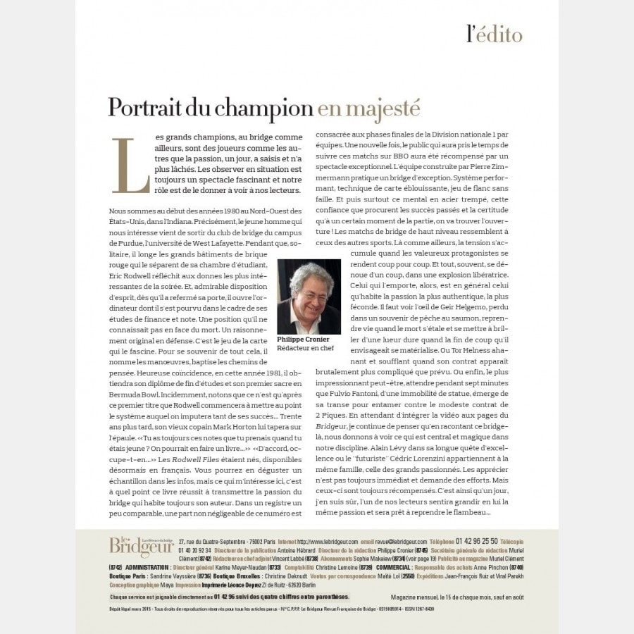 Le Bridgeur - Mars 2015 bri_journal892 Anciens numéros