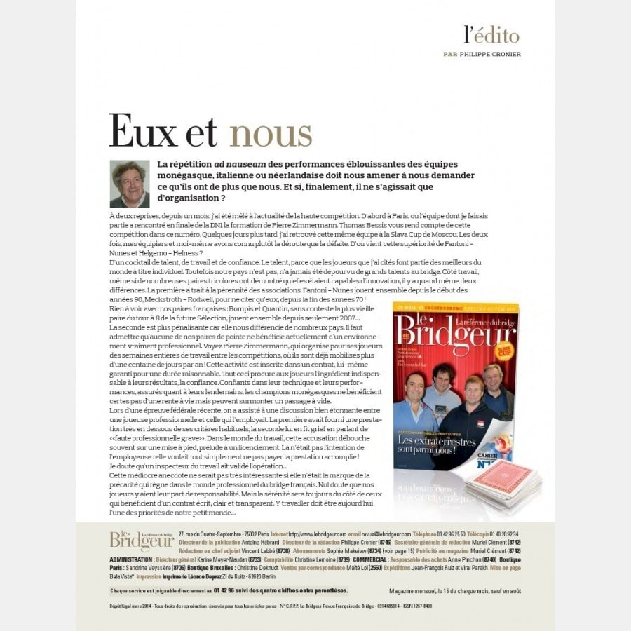 Le Bridgeur - Mars 2014 bri_journal881 Anciens numéros