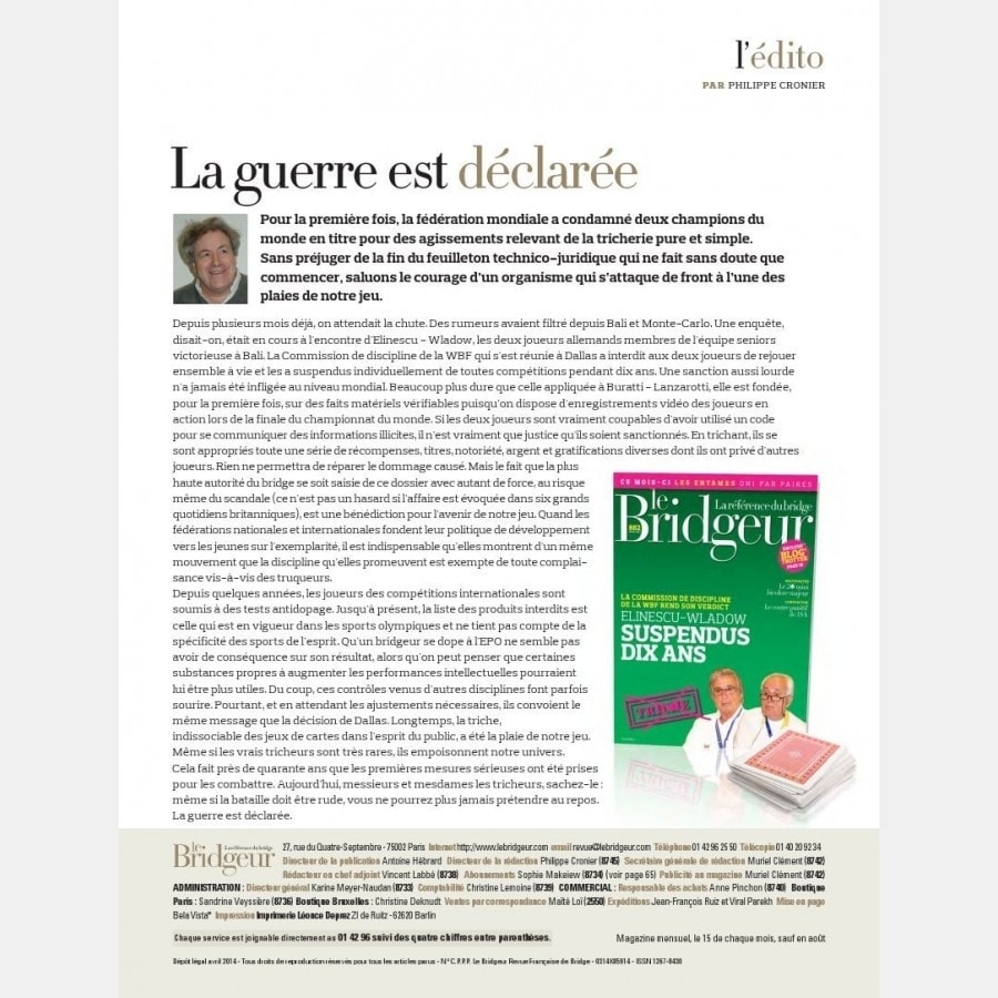 Le Bridgeur - Avril 2014 bri_journal882 Anciens numéros