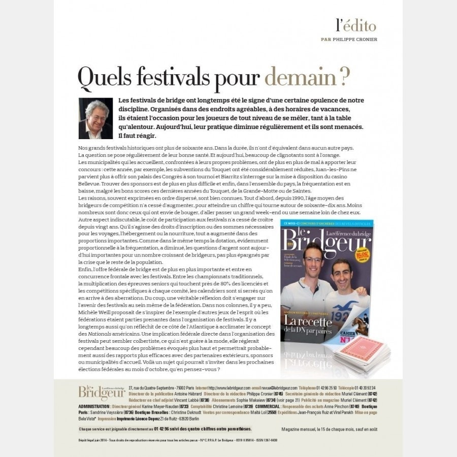 Le Bridgeur - Juin 2014 bri_journal884 Anciens numéros