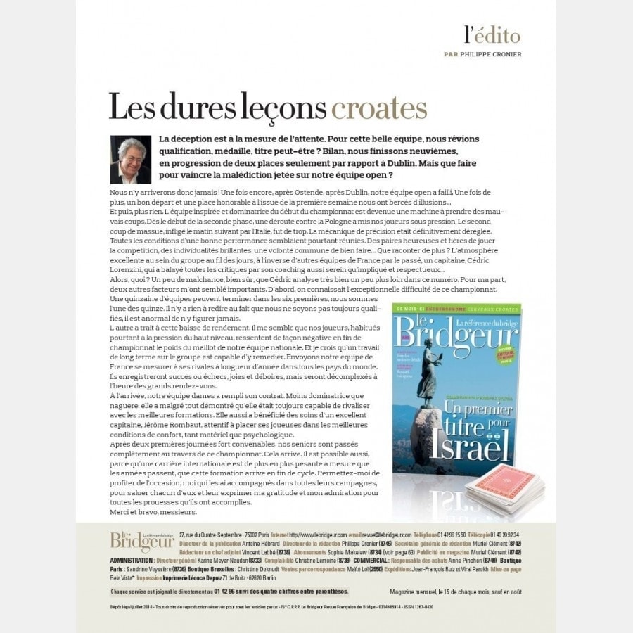 Le Bridgeur - Juillet 2014 bri_journal885 Anciens numéros