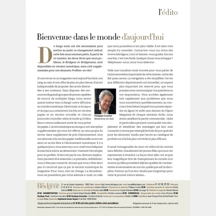 Le Bridgeur - Septembre 2014 bri_journal886 Anciens numéros