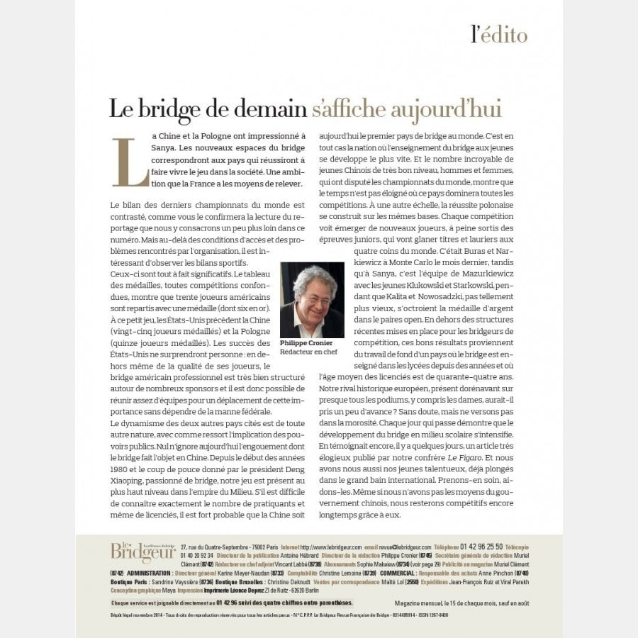 Le Bridgeur - Novembre 2014 bri_journal888 Anciens numéros