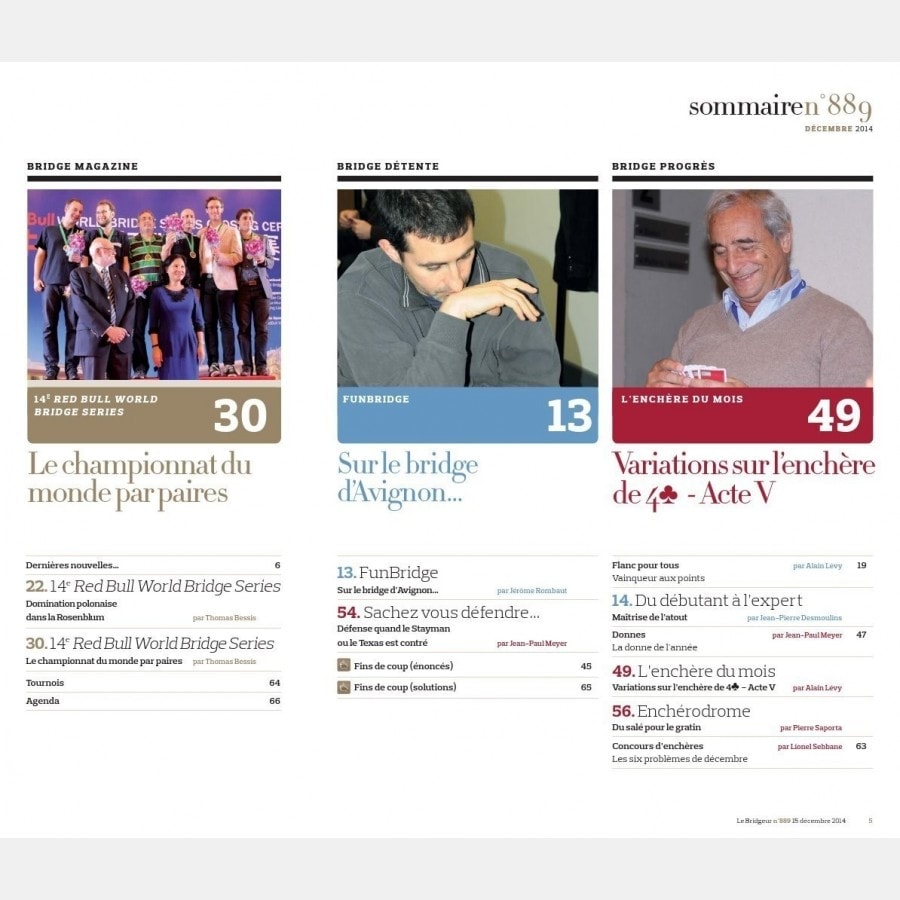 Le Bridgeur - Décembre 2014 bri_journal889 Anciens numéros