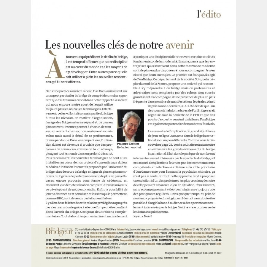 Le Bridgeur - Décembre 2014 bri_journal889 Anciens numéros