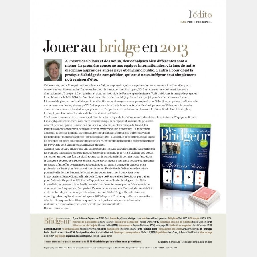 Le Bridgeur - Janvier 2013 bri_journal868 Anciens numéros