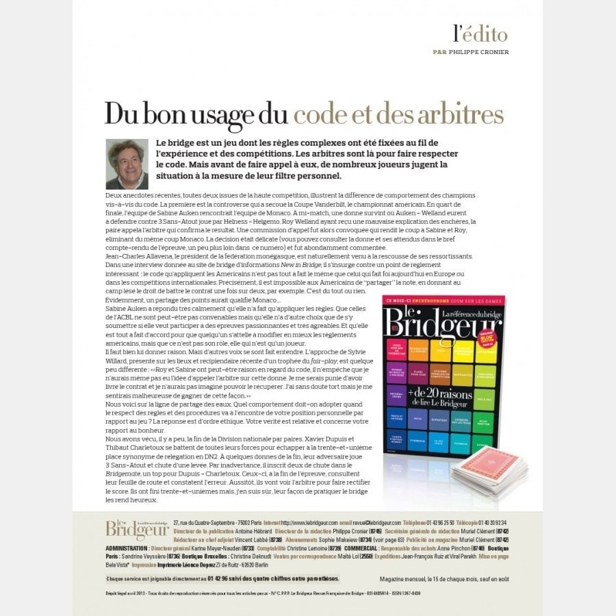 Le Bridgeur - Avril 2013 bri_journal871 Anciens numéros
