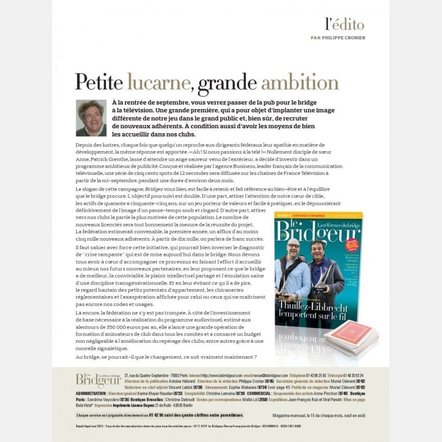Le Bridgeur - Mai 2013 bri_journal872 Anciens numéros