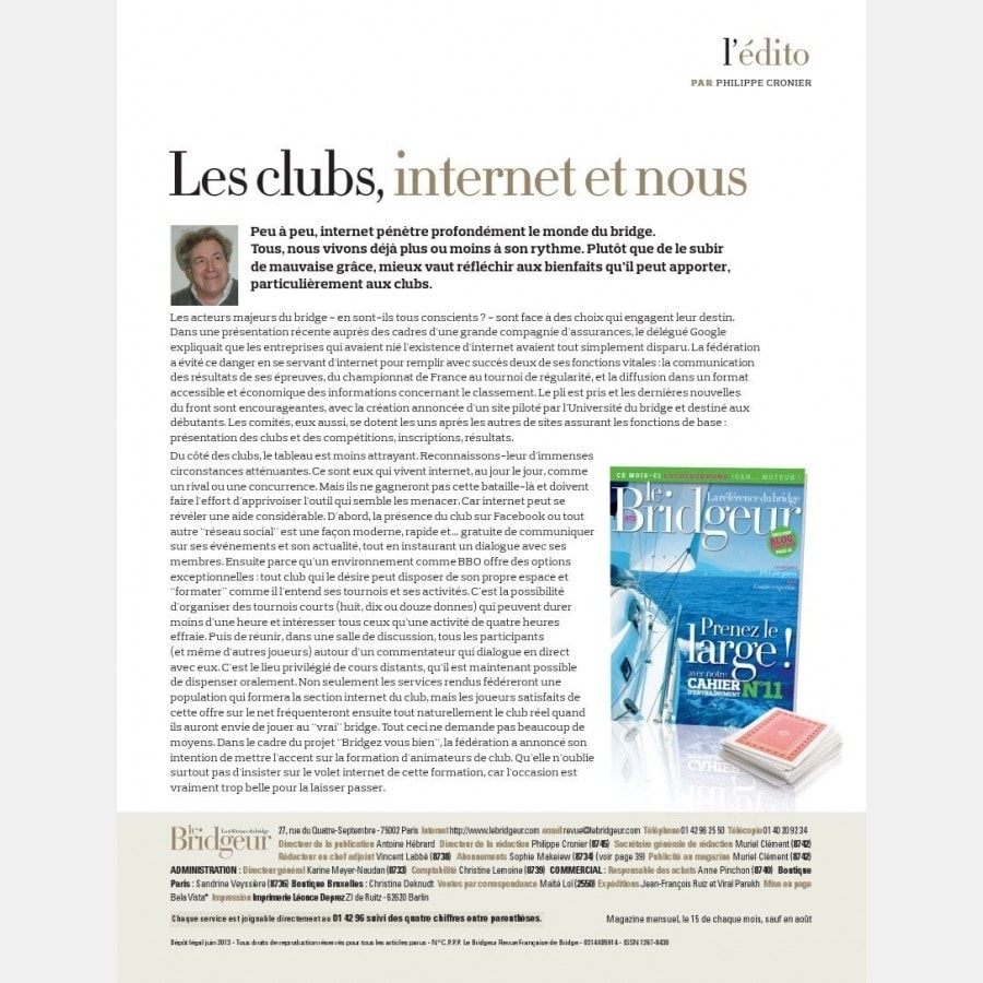 Le Bridgeur - Juin 2013 bri_journal873 Anciens numéros