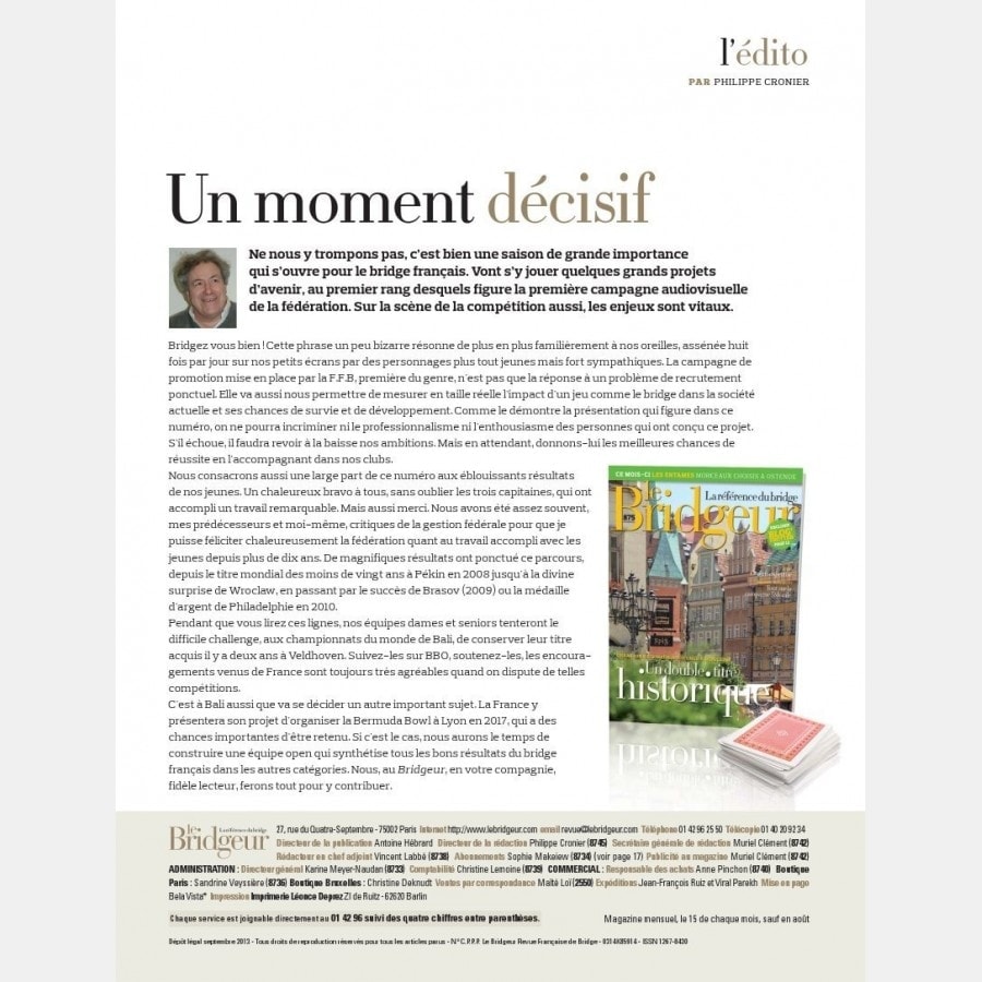 Le Bridgeur - Septembre 2013 bri_journal875 Anciens numéros