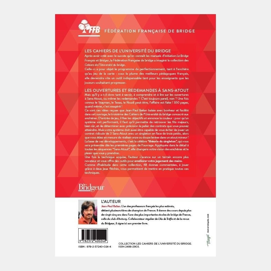 Cahier de l'Université du Bridge CUB 5 : Les Ouvertures et Redemandes à Sans-Atout LIV10001 Librairie