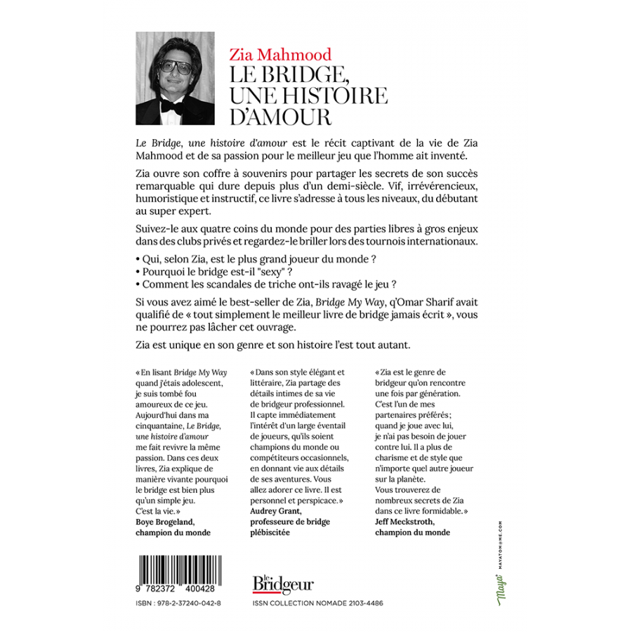 Le Bridge, une histoire d'amour - Zia MAHMOOD LIV1201 Livres de bridge