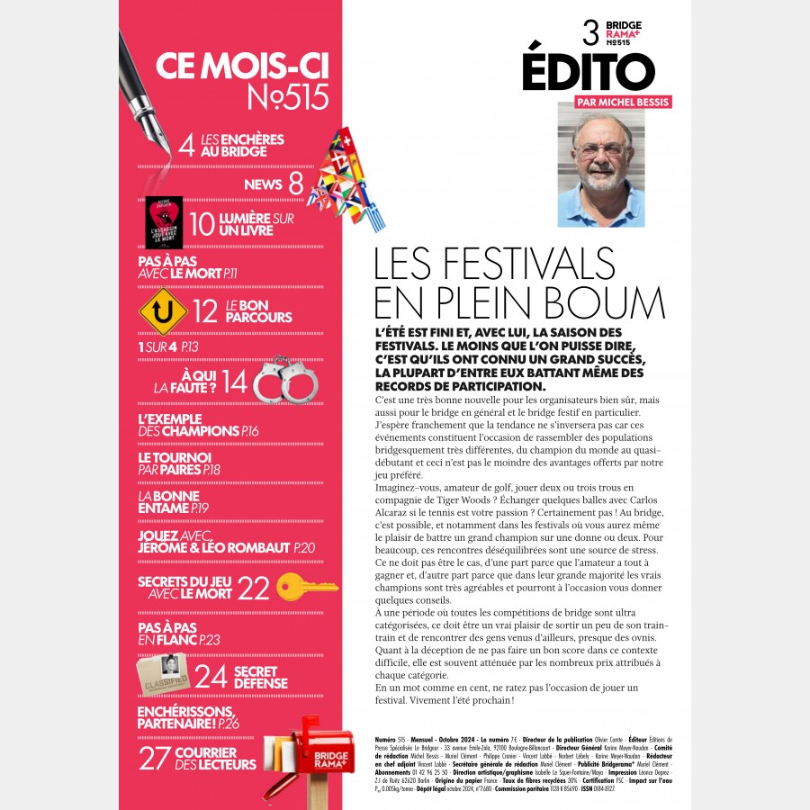 BRIDGERAMA+ Octobre 2024 numérique ou papier rama_num_pap515 Anciennes revues BRIDGERAMA+