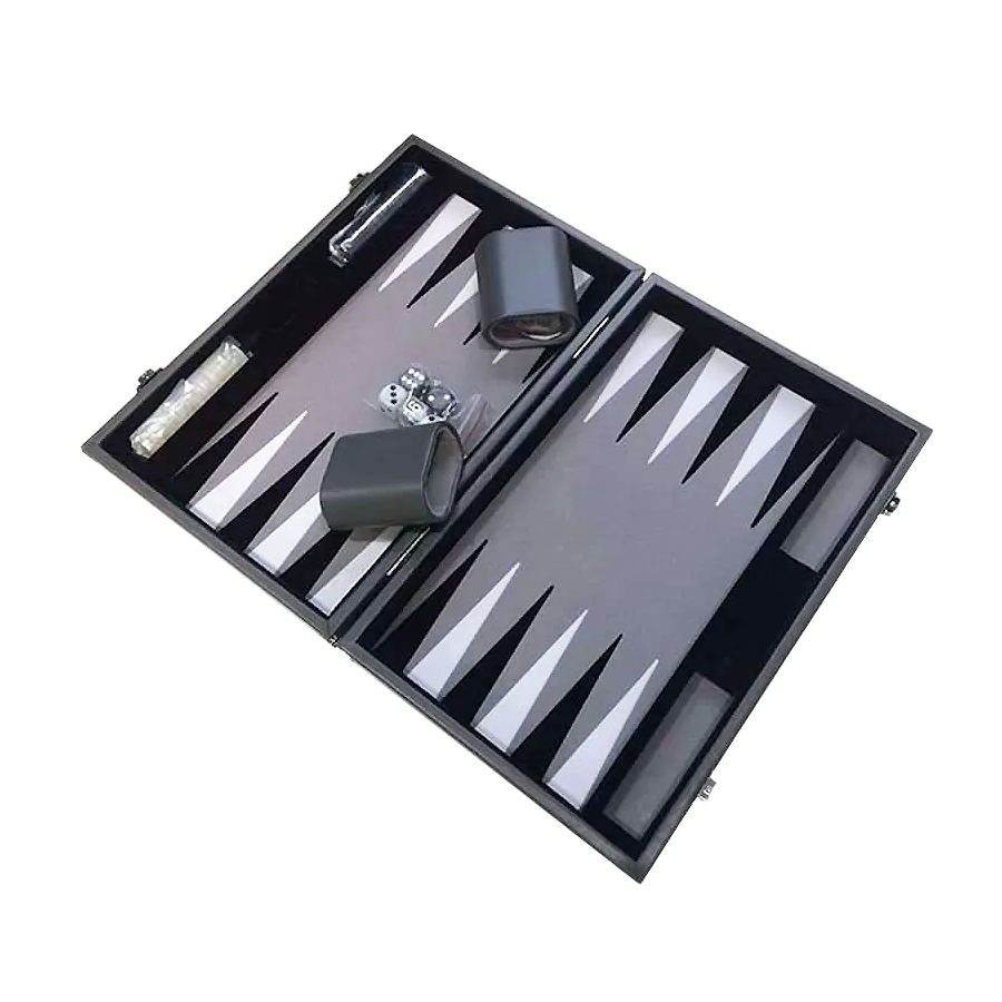 Backgammon Prestige Gris - 30cm simili cuir BAC2507 Accueil
