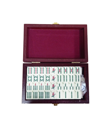 MAH JONG wooden box and resin tiles